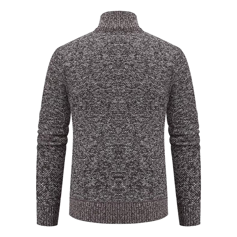 Caleb | Men's Merino Wool Full-Zip Mock Neck Sweater