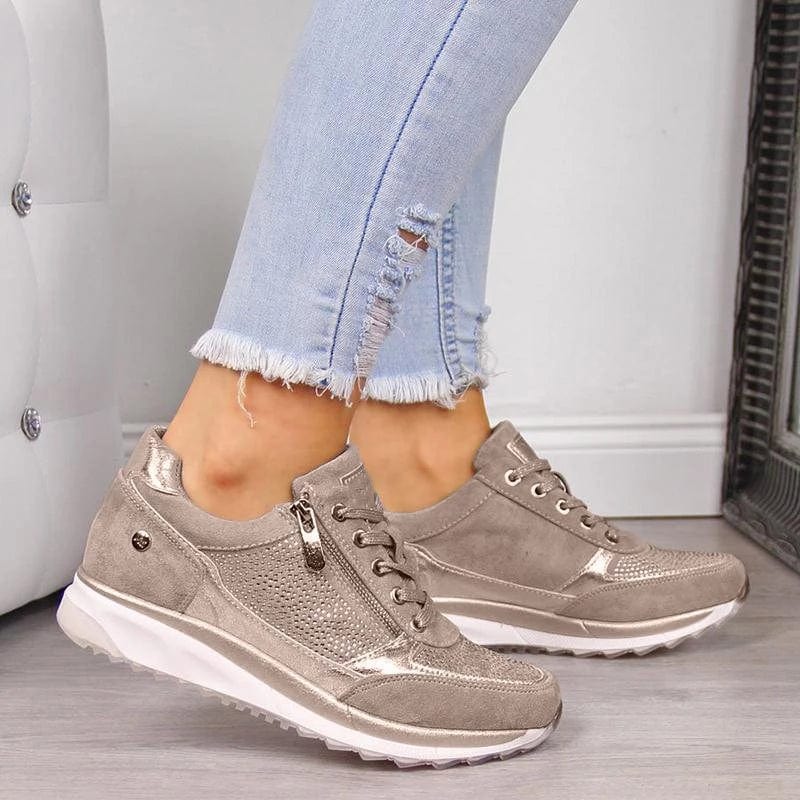 Matilda | Women's Lace-Up Sneakers with Side Zipper and Cushioned Orthopedic Sole