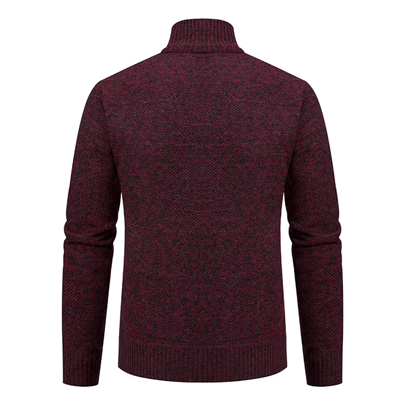 Caleb | Men's Merino Wool Full-Zip Mock Neck Sweater