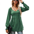 Eleanor | Women's Babydoll Empire-Waist Long-Sleeve V-Neck Tunic