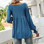 Eleanor | Women's Babydoll Empire-Waist Long-Sleeve V-Neck Tunic