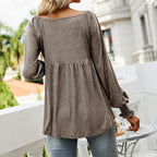 Eleanor | Women's Babydoll Empire-Waist Long-Sleeve V-Neck Tunic