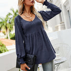 Eleanor | Women's Babydoll Empire-Waist Long-Sleeve V-Neck Tunic