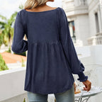 Eleanor | Women's Babydoll Empire-Waist Long-Sleeve V-Neck Tunic