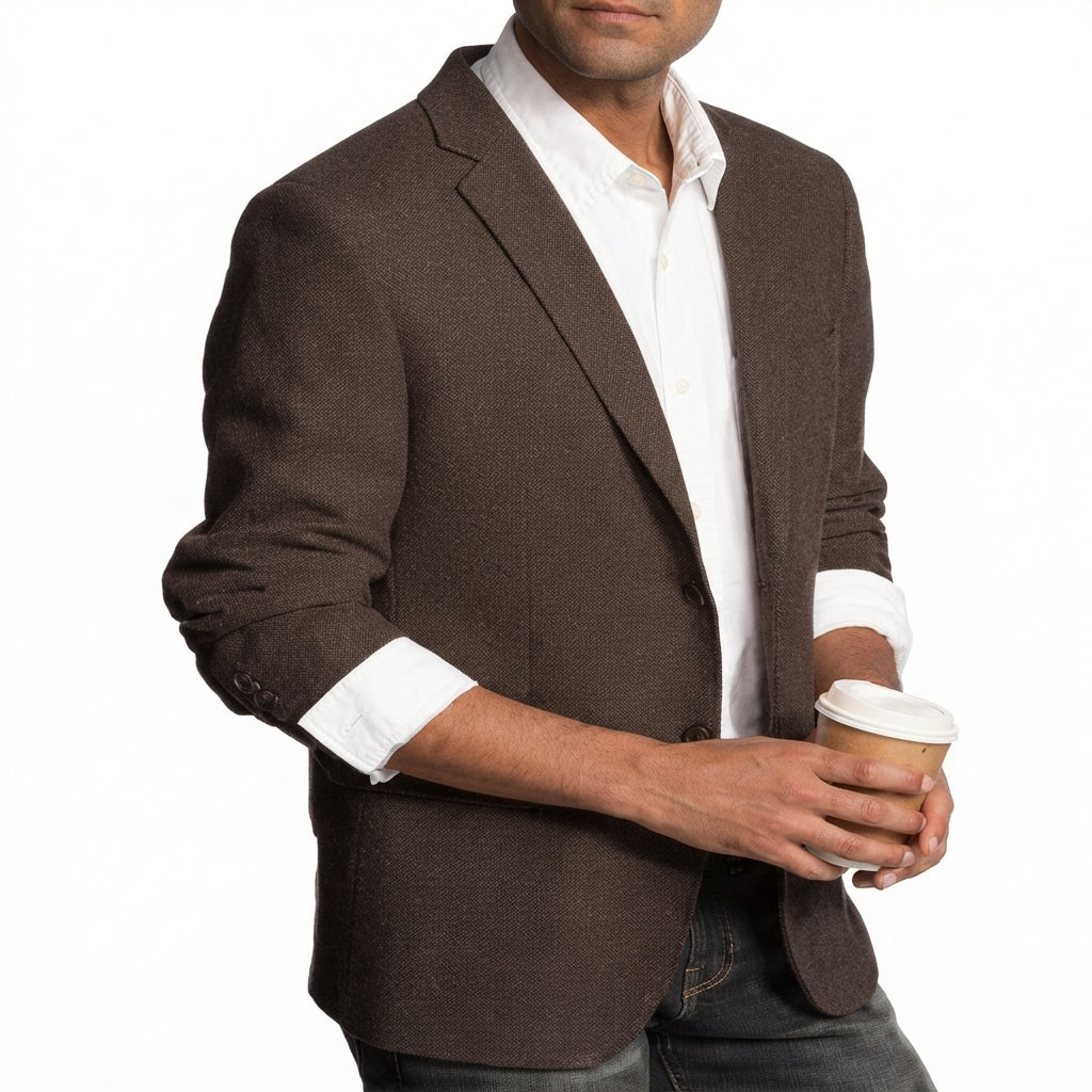 Ryan | Men's Tailored Knit Blazer Mens Winter Coat Notch Lapel