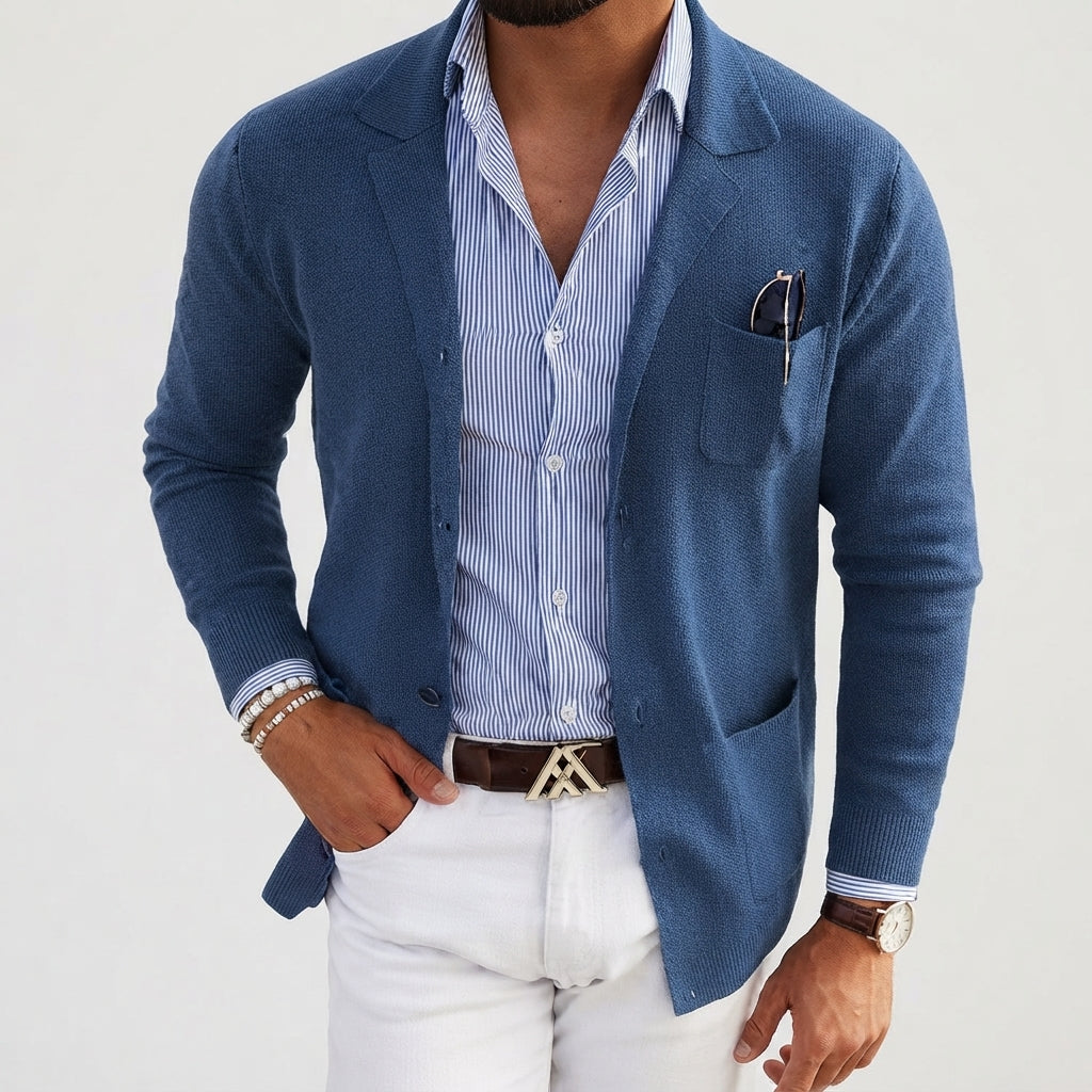 Ryan | Men's Tailored Knit Blazer Mens Winter Coat Notch Lapel