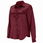 Aria | Women's Deep V-Neck Satin Long-Sleeve Draped Blouse