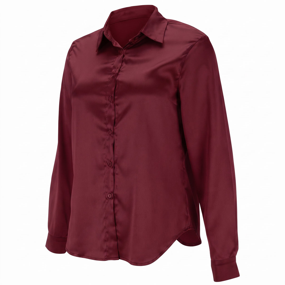 Aria | Women's Deep V-Neck Satin Long-Sleeve Draped Blouse