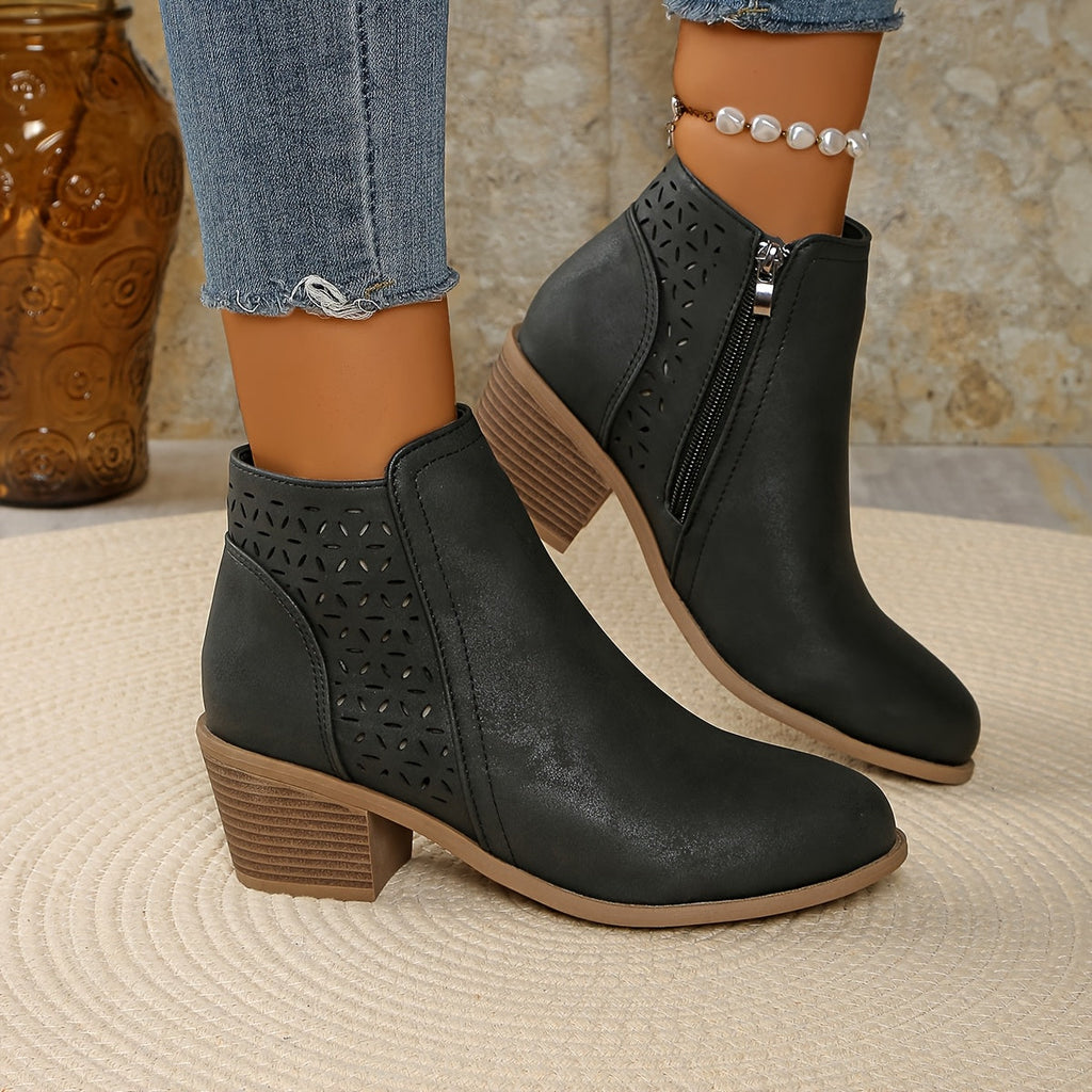 Talen | Women's Orthopedic Boots with Laser Cut Details and Non Slip Sole