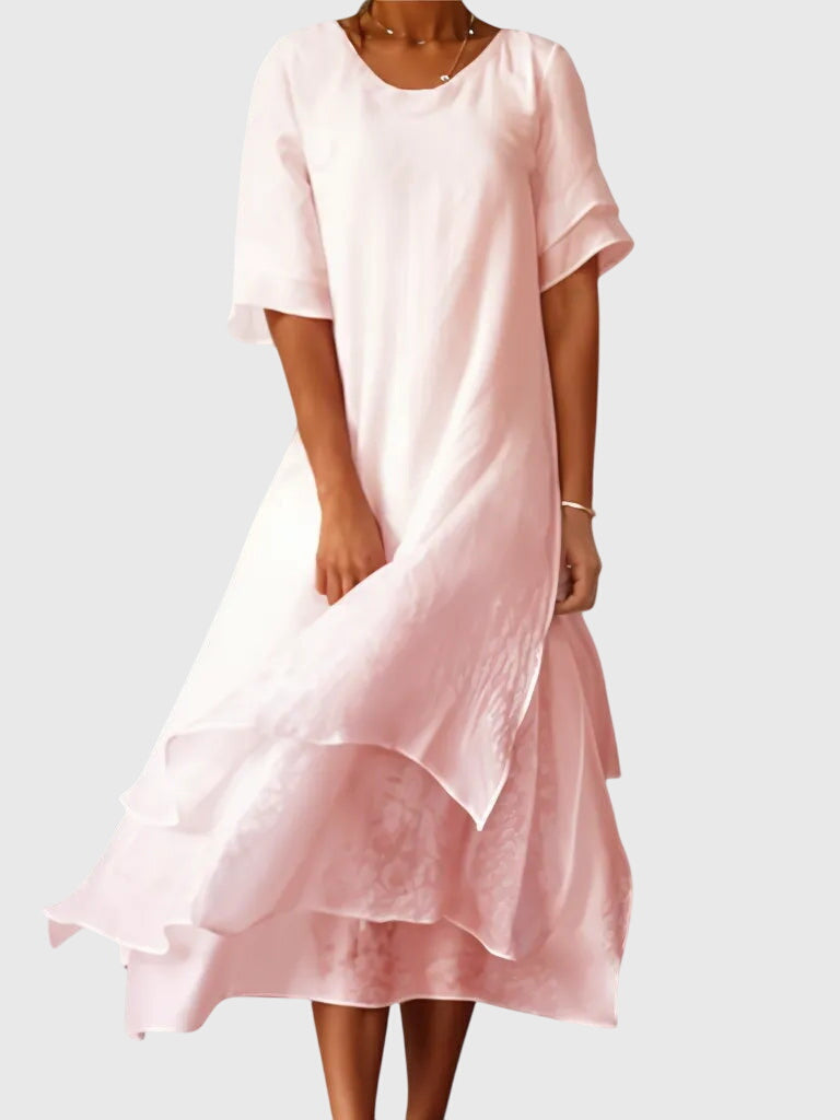April | Women's Elegant Open-Neckline Dress With Fluid Cut