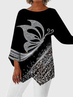 Alayah | Women's Relaxed-Fit Crew Neck Top with Printed Design