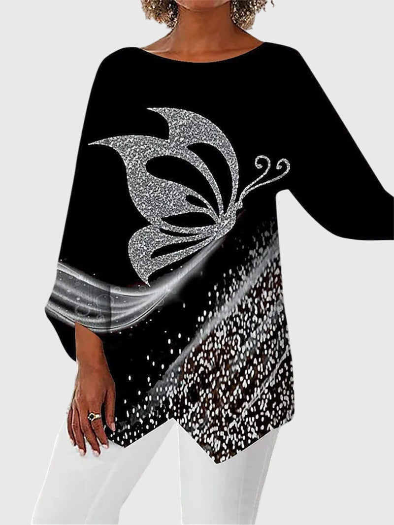 Alayah | Women's Relaxed-Fit Crew Neck Top with Printed Design