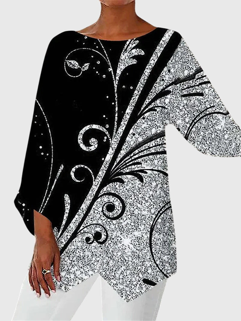 Alayah | Women's Relaxed-Fit Crew Neck Top with Printed Design