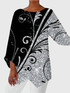 Alayah | Women's Relaxed-Fit Crew Neck Top with Printed Design