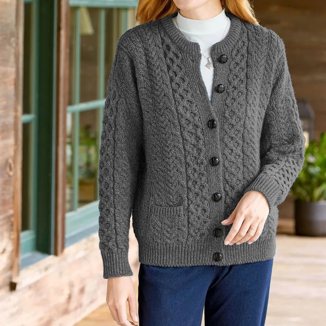 Victoria | Women's Cable-Knit Button-Front Relaxed Cardigan Sweater