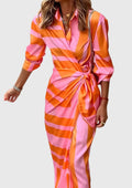 Everly | Women's Elegant Printed Wrap Dress With Collar and Adjustable Waist