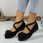 Krysa | Women's Crossed Elastic Band Flats with Wedge Sole and Soft Interior