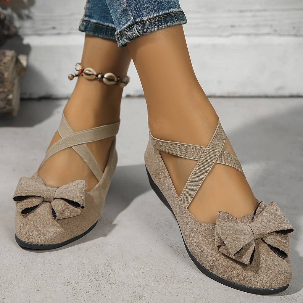 Krysa | Women's Crossed Elastic Band Flats with Wedge Sole and Soft Interior