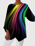 Alayah | Women's Relaxed-Fit Crew Neck Top with Printed Design