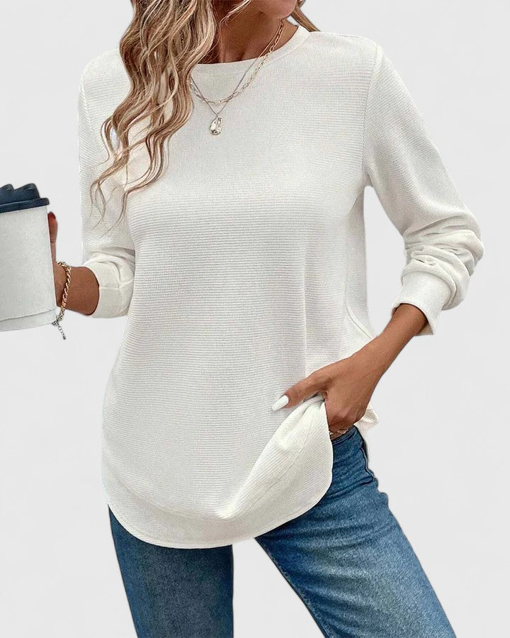 Nadyalyn | Women's Elegant Long-Sleeve Top with Round O-Neck