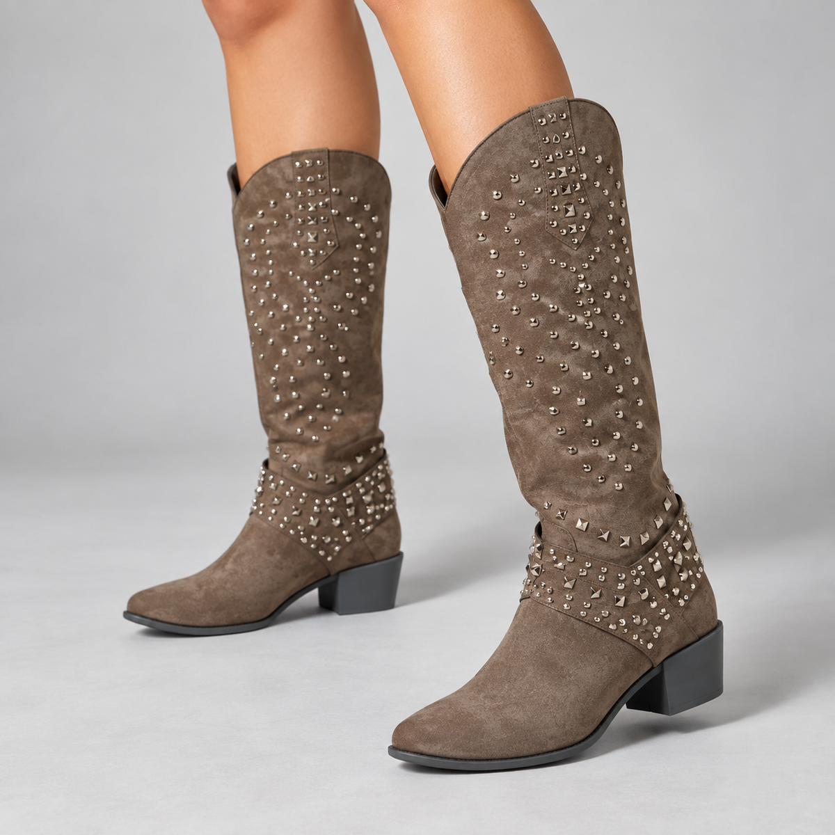 Moana | Women's Block-Heel Knee-High Boots With Side Zip and Lace Detail