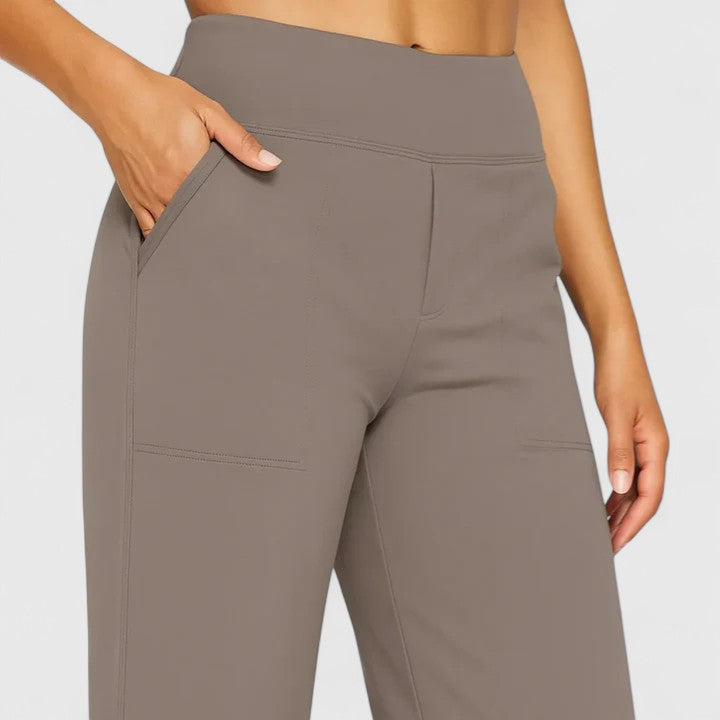 Hilary | Women's Pull-On Wide-Waistband Pants with Deep Side Pockets
