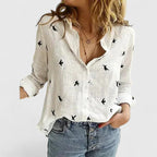 Elena | Women's Relaxed Cotton-Linen Button-Down Blouse with Lapel Collar