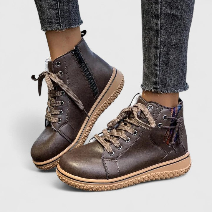 Nyrah | Women's Lace-Up Orthopedic Boots with Non-Slip Sole and Lined Interior