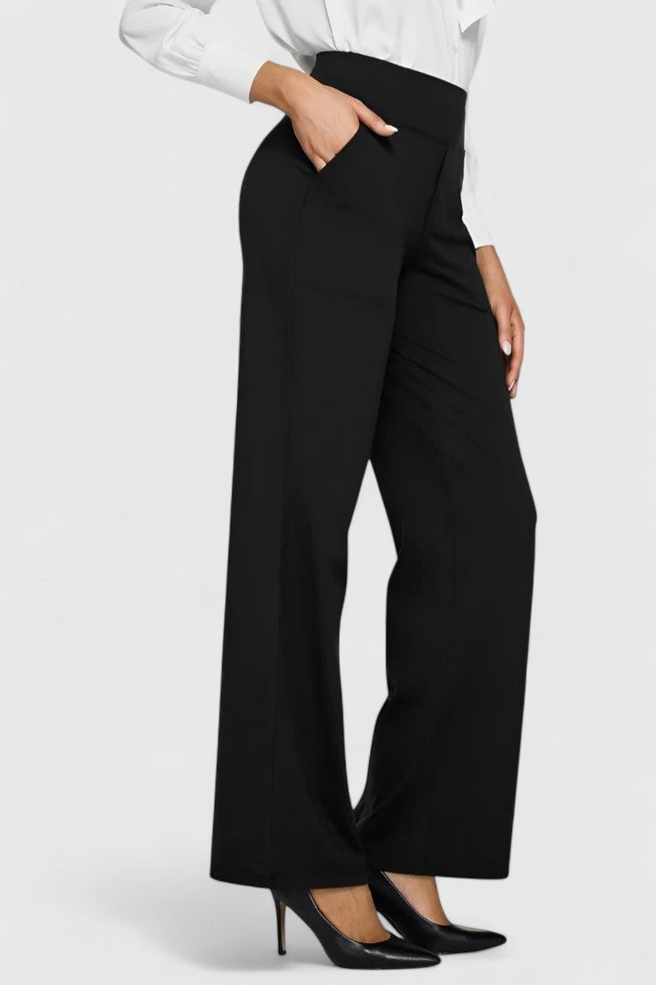Hilary | Women's Pull-On Wide-Waistband Pants with Deep Side Pockets