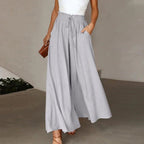 Isabella | Women's High-Waist Linen Wide Leg Pants With Drawstring and Pockets