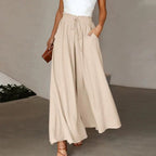 Isabella | Women's High-Waist Linen Wide Leg Pants With Drawstring and Pockets