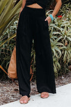 Sophia | Linen Wide Leg Pants High Waisted Smocked Waist Flowing