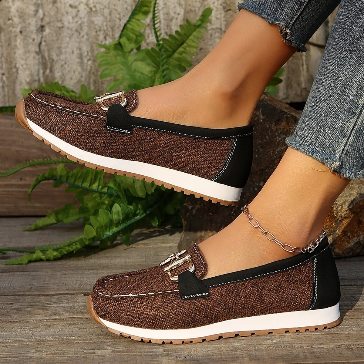 Emma | Women's Flat Loafers Slip-On Buckle Comfort Walking Shoes
