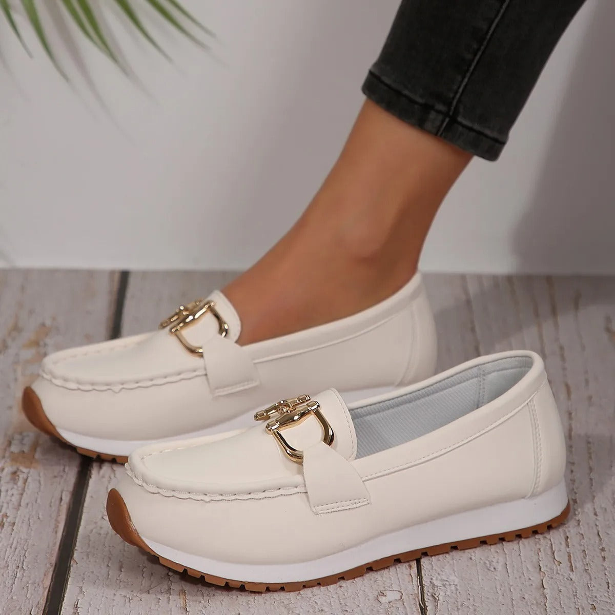 Emma | Women's Flat Loafers Slip-On Buckle Comfort Walking Shoes