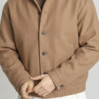 Sebastian | Men's Button-Front Wool-Look Bomber Jacket Stand Collar