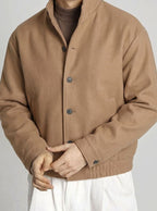 Sebastian | Men's Button-Front Wool-Look Bomber Jacket Stand Collar