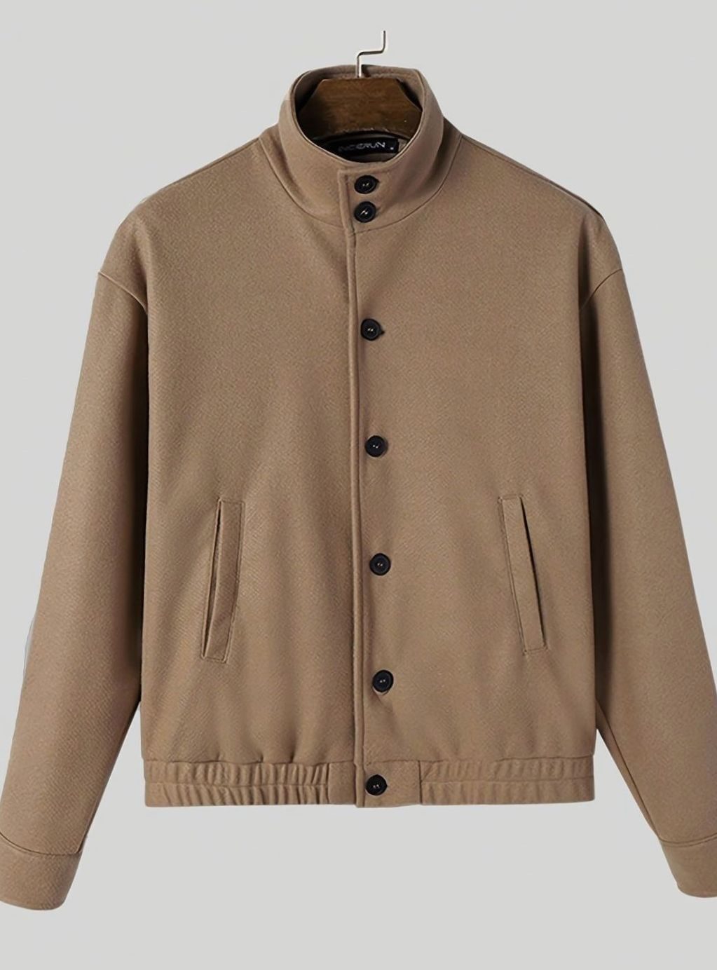 Sebastian | Men's Button-Front Wool-Look Bomber Jacket Stand Collar