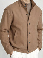Sebastian | Men's Button-Front Wool-Look Bomber Jacket Stand Collar