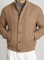 Sebastian | Men's Button-Front Wool-Look Bomber Jacket Stand Collar