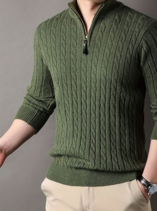 Aiden | Men's Cable Knit Half-Zip Warm Winter Sweater