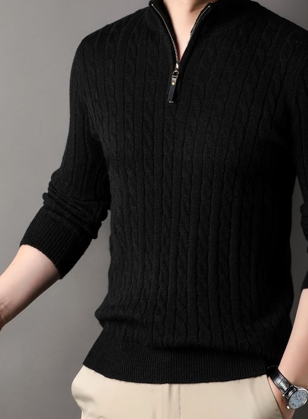 Aiden | Men's Cable Knit Half-Zip Warm Winter Sweater