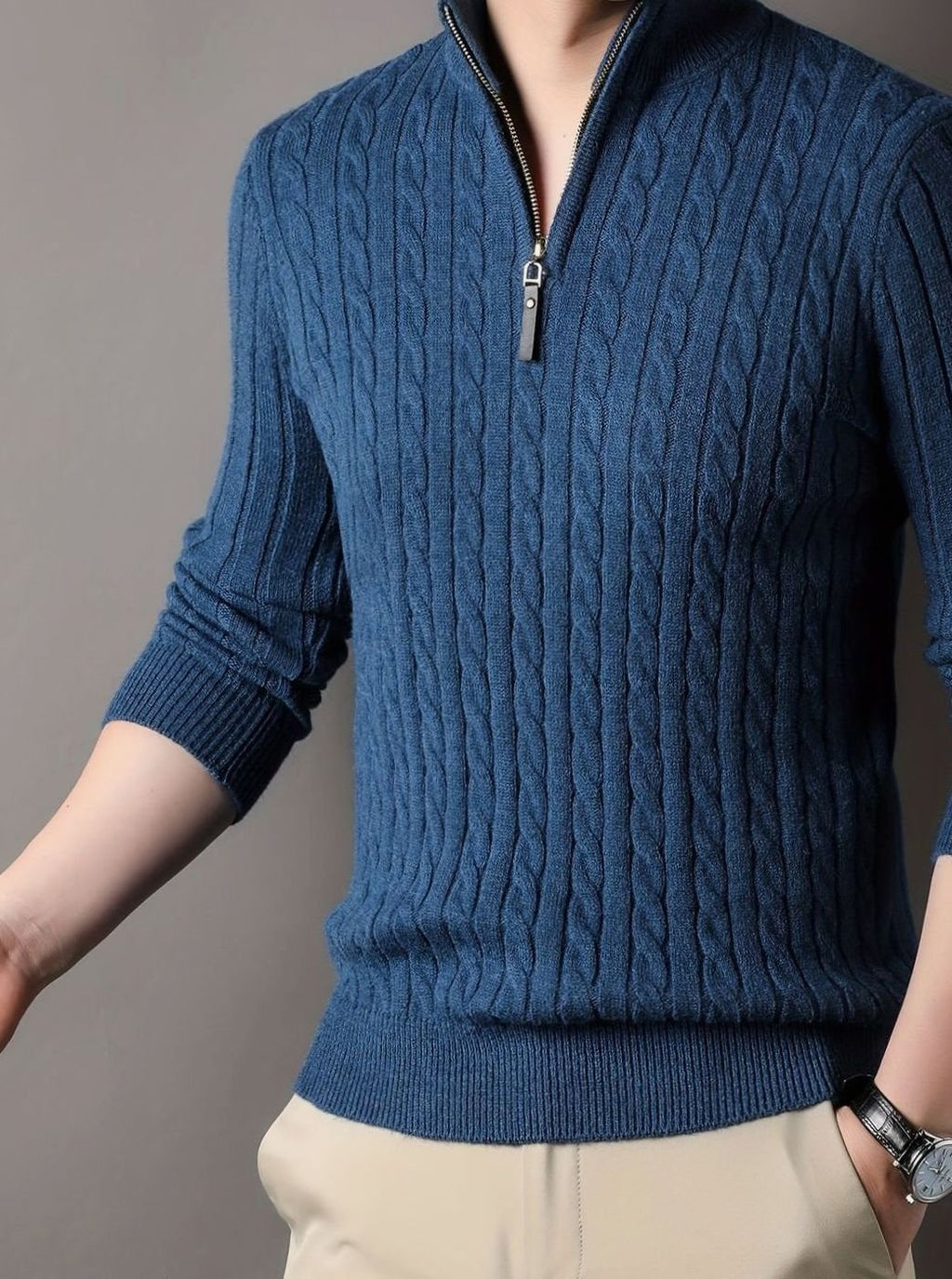 Aiden | Men's Cable Knit Half-Zip Warm Winter Sweater