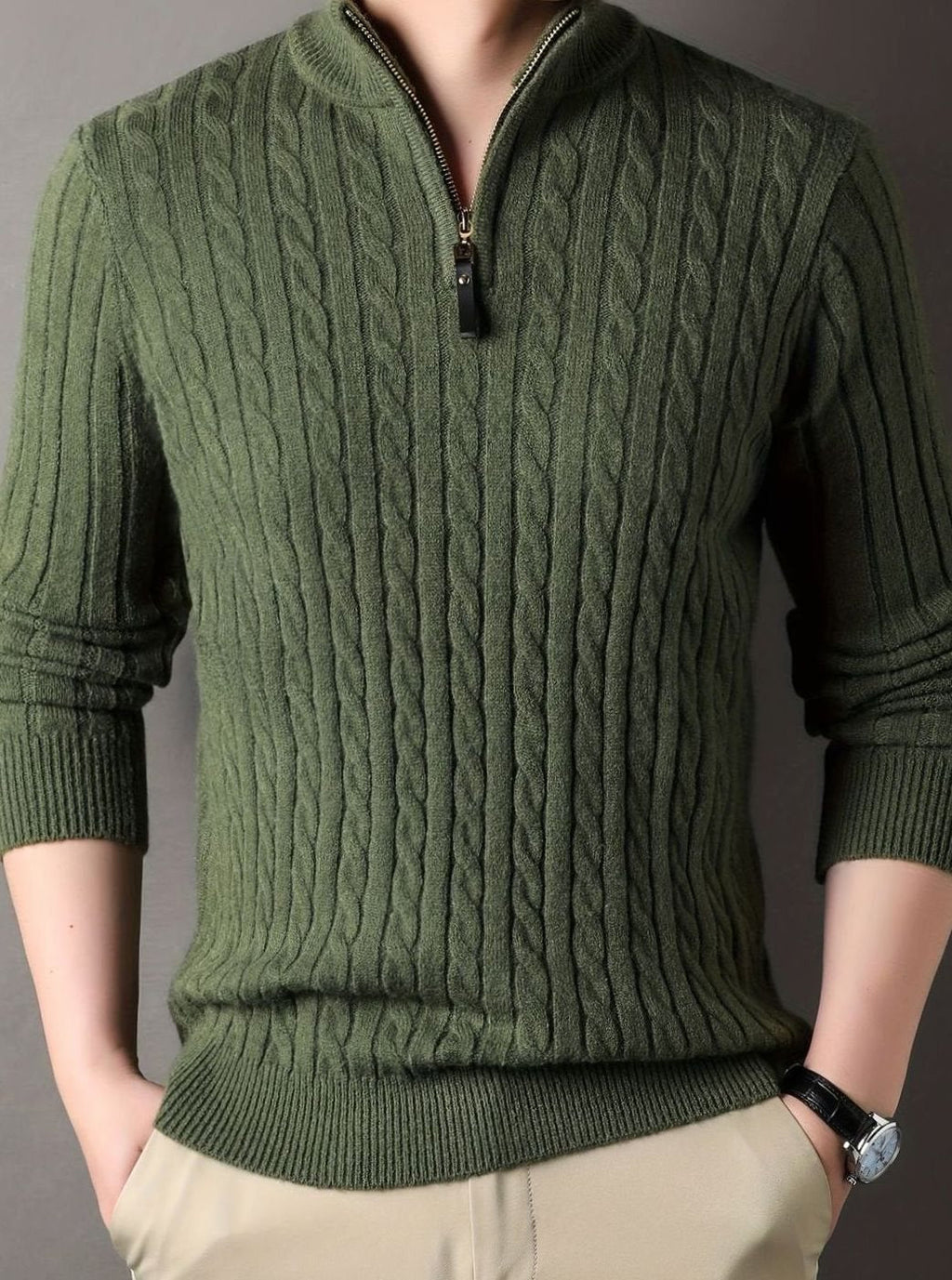 Aiden | Men's Cable Knit Half-Zip Warm Winter Sweater