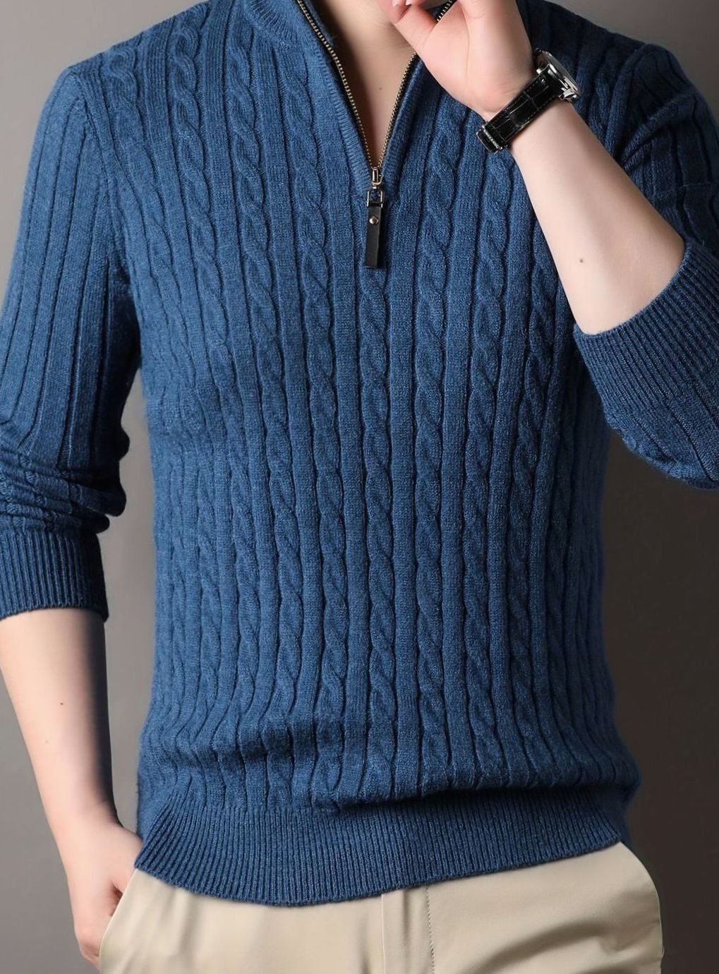 Aiden | Men's Cable Knit Half-Zip Warm Winter Sweater