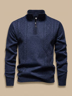 Benjamin | Men's Cable-Knit Quarter-Zip Stand-Collar Pullover Sweater