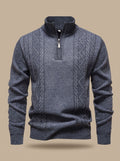 Benjamin | Men's Cable-Knit Quarter-Zip Stand-Collar Pullover Sweater
