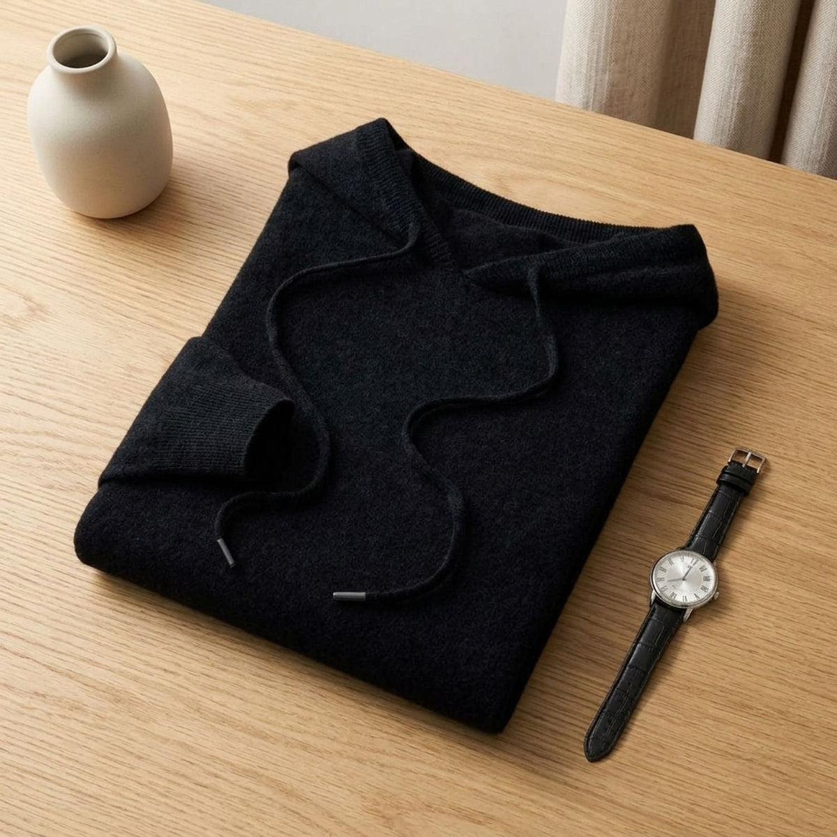 Ethan | Men's Cashmere Hooded Drawstring Pullover Sweater