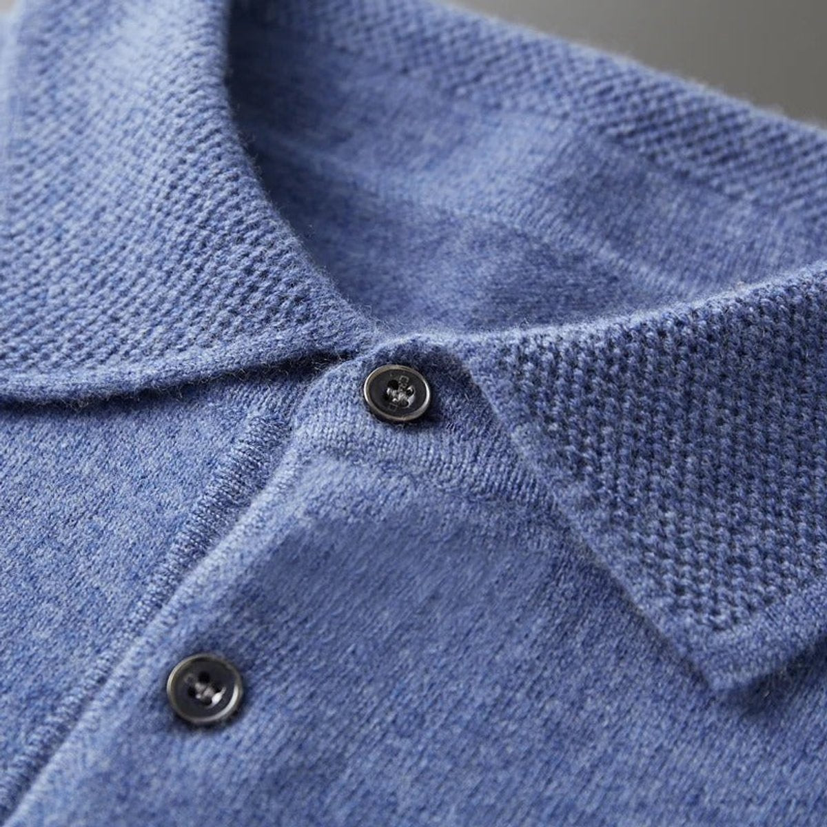 James | Men's Cashmere Polo Knit Sweater Long Sleeve Button Collar Pullover
