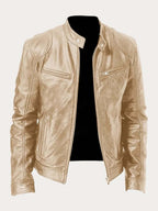 Aiden | Men's Classic Biker-Style Zip-Up Leather Jacket