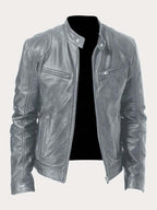 Aiden | Men's Classic Biker-Style Zip-Up Leather Jacket